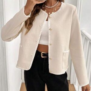 NYC Braided Trim jacket CREAM COLOR SIZE 6 NWT in packaging